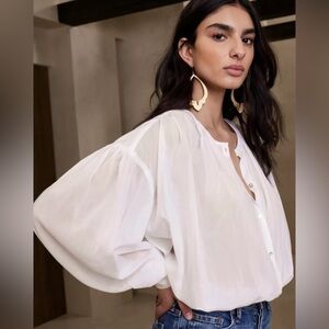 Banana Republic West Oversized Cotton-Silk Blouse